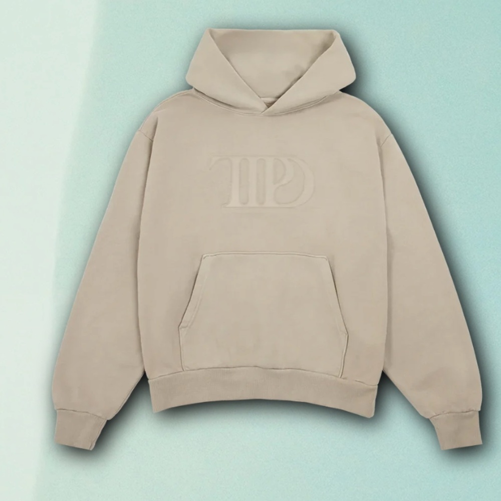 Taylor Swift TTPD Parchment Beige Embossed Hoodie NEW